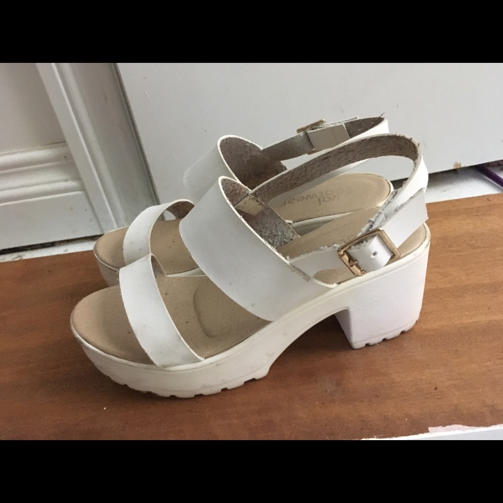 Koi footwear chunky white leather sandals